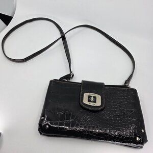 Rosetti Est. 1994 Black Faux Crocodile Crossbody Organizer Wallet Bag